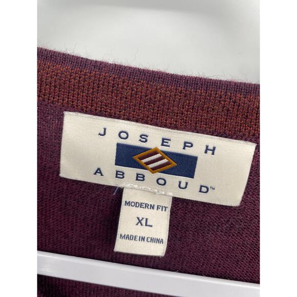 Joseph Abboud 100% Merino Wool V-neck Sweater Red Maroon Modern Fit XL - Picture 3 of 8